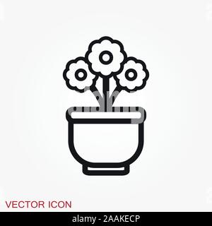 Blumentopf Symbol, vektorisiert Pflanzen in einen Topf, Blume Symbol Stock Vektor