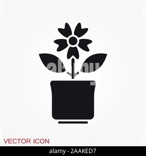 Blumentopf Symbol, vektorisiert Pflanzen in einen Topf, Blume Symbol Stock Vektor