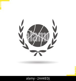 Basketball Ball in Laurel wraith Symbol. Schatten silhouette Symbol. Basketball Championship. Vektor isoliert Abbildung Stock Vektor