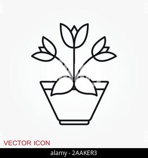 Blumentopf Symbol, vektorisiert Pflanzen in einen Topf, Blume Symbol Stock Vektor