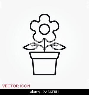 Blumentopf Symbol, vektorisiert Pflanzen in einen Topf, Blume Symbol Stock Vektor