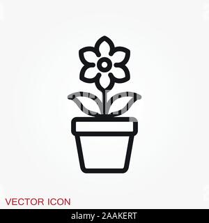 Blumentopf Symbol, vektorisiert Pflanzen in einen Topf, Blume Symbol Stock Vektor