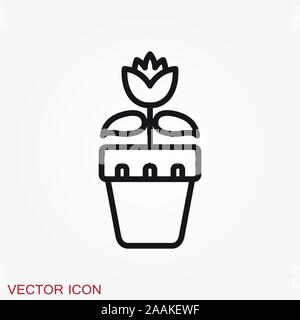 Blumentopf Symbol, vektorisiert Pflanzen in einen Topf, Blume Symbol Stock Vektor