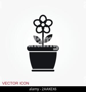 Blumentopf Symbol, vektorisiert Pflanzen in einen Topf, Blume Symbol Stock Vektor