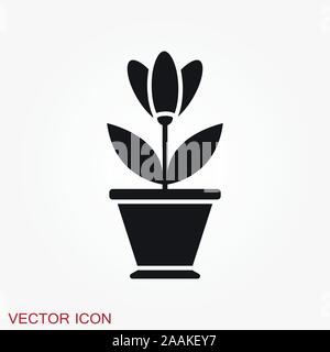 Blumentopf Symbol, vektorisiert Pflanzen in einen Topf, Blume Symbol Stock Vektor