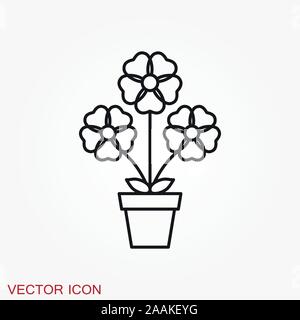 Blumentopf Symbol, vektorisiert Pflanzen in einen Topf, Blume Symbol Stock Vektor