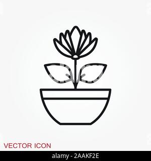 Blumentopf Symbol, vektorisiert Pflanzen in einen Topf, Blume Symbol Stock Vektor