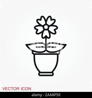 Blumentopf Symbol, vektorisiert Pflanzen in einen Topf, Blume Symbol Stock Vektor
