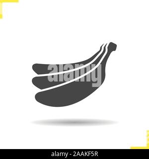 Bananen Symbol. Schlagschatten Bündel Bananen silhouette Symbol. Bananen bündeln. Vektor isoliert Abbildung Stock Vektor