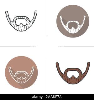 Bart Symbol. Flache Bauweise, lineare und Farbe Stile. Erwachsene mann Gesichtsbehaarung. Schnurrbart isoliert Vektorgrafiken Stock Vektor