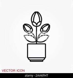 Blumentopf Symbol, vektorisiert Pflanzen in einen Topf, Blume Symbol Stock Vektor