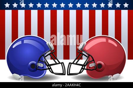 Football Helme mit amerikanischer Flagge Stock Vektor