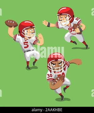 American Football Spieler mit Ball im Feld Vector Illustration Cartoon. Stock Vektor