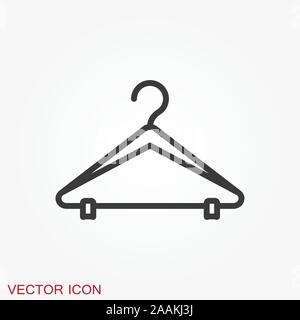 Kleiderbügel Symbol. Garderobenständer Symbol. Flache Vector Illustration Stock Vektor