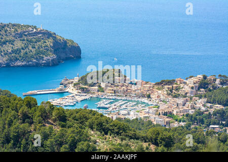 Port de Soller, Mallorca Seaside Resort, ein beliebtes Touristenziel. Baleares, Spanien Stockfoto