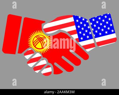 Kirgisistan und USA Flaggen Handshake Vektor-illustration Eps 10. Stock Vektor