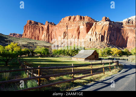 Historische Gifford Bauernhof im Fruita, ein Mormone Siedlung im Capitol Reef National Park, Utah, USA. Stockfoto