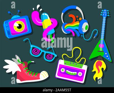 Der Coole Retro set Vektor cartoon Symbole Stock Vektor