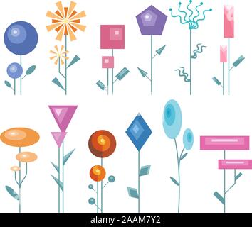 Moderne und geometrischen Garden Flower Collection. Stock Vektor