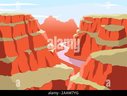 Grand Canyon National Park, Arizona Vereinigte Staaten Colorado Plateau sieben Naturwunder, Vector Illustration Cartoon. Stock Vektor
