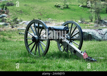 Kanone auf Schlachtfeld, Gettysburg National Military Park, Pennsylvania, USA Stockfoto