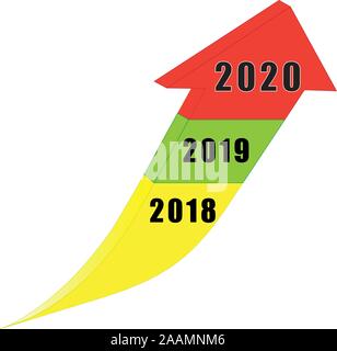 Geschäftsentwicklung bis Graph Pfeil zum Jahr 2020 Stock Vektor