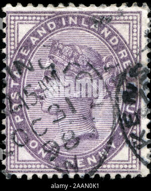 Poststempel Stempel aus dem Vereinigten Königreich von Großbritannien und Nordirland in der Queen Victoria - Oberfläche gedruckten Serie Stockfoto