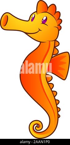 Lächelnde orange Seepferdchen-Vektor-Illustration. Stock Vektor