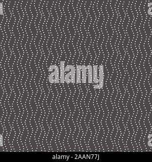 Abstrakte schwarz-weiß gefleckte Linien wellig nahtlose Muster. Vector Hintergrund wiederholen Design punkten. Stock Vektor