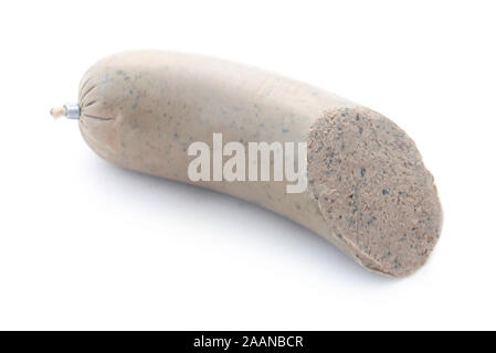 Deutsche Leberwurst isoliert auf weißem Stockfoto