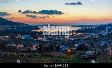 Ares Mündung in der Dämmerung Blick von Cabanas La Coruna Galizien Spanien Stockfoto