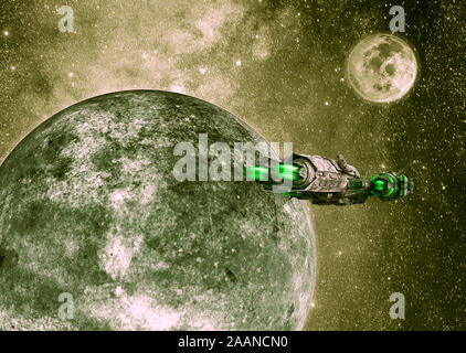 Fremde Schiff in der Mitte eines vergessenen Galaxie Stockfoto