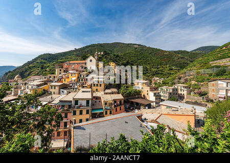 Alte Dorf Vernazza. Cinque Terre Nationalpark in Ligurien, in der Provinz La Spezia, Italien, Europa. Weltkulturerbe der UNESCO Stockfoto