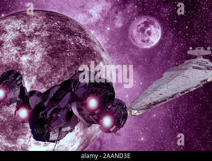 Alien Scout liefert in der Mitte einer Wüste Galaxy Base Stockfoto