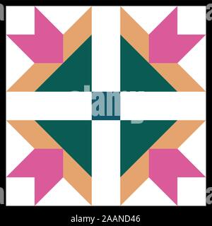 Scheune, Amish Patchwork Quilt pattern Design, abstrakte geometrische Fliesen- trail Vector Illustration Stock Vektor