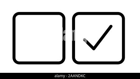 Kontrollkästchen mit leeren eingestellt und überprüft Checkbox line Art Vektor Symbol für Anwendungen und Webseiten Stock Vektor