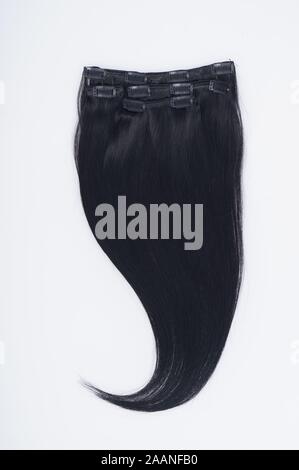 Gerade virgin remy Echthaar Clip in Extensions Stockfoto