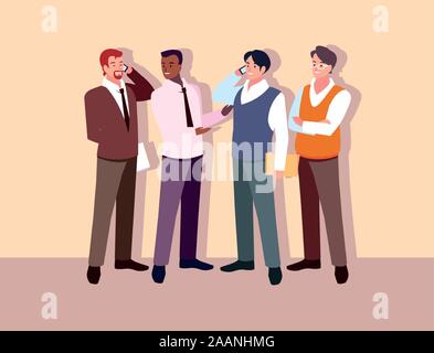 Einstellen der Unternehmer mit verschiedenen Ansichten, Haltungen und Gesten Vector Illustration Design Stock Vektor