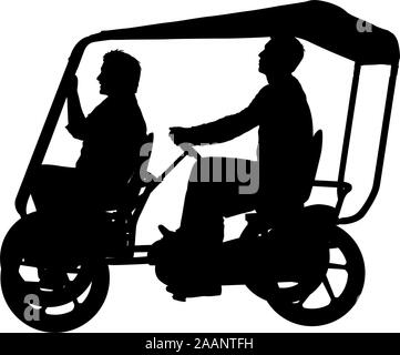 Silhouette der beiden Athleten auf Tandem-Fahrrad auf weißem Hintergrund. Stock Vektor