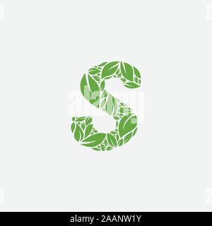 Vector grün Alphabet eco Logo mit Blätter, grün Eco Alphabet Vektorsymbol, erste S mit der Natur Logo Design Inspiration. Stock Vektor