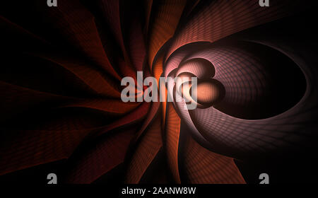 Abstraktes Fraktale mit Raster und Spiralen, Spirale Blume verwendbar für Hintergrundbilder oder für kreative Cover Design. Polygonale Wire frame infinity Spirale Stockfoto
