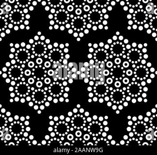 Die nahtlose Vektor Muster Aboriginal dot painting, Mandala repetitive Design, Australische Volkskunst Hintergrund Stock Vektor