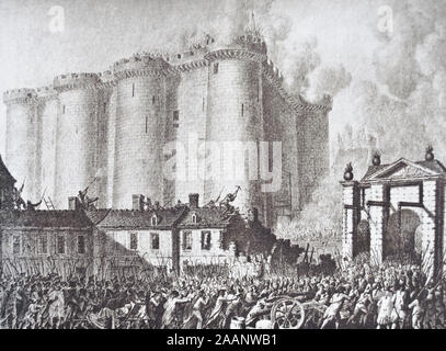 Buch Abbildung, die den Sturm auf die Bastille am 14. Juli 1789 (Frankreich) Stockfoto