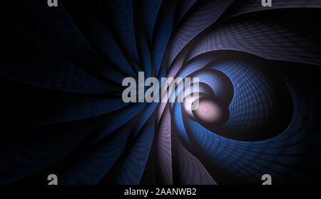 Abstraktes Fraktale mit Raster und Spiralen, Spirale Blume verwendbar für Hintergrundbilder oder für kreative Cover Design. Polygonale Wire frame infinity Spirale Stockfoto