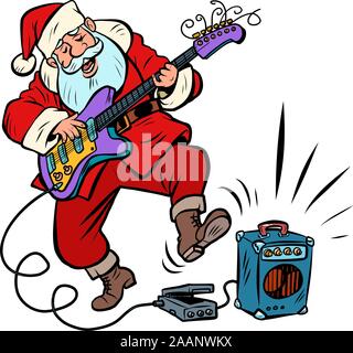 Spielen der E-Gitarre. Weihnachtsmann Charakter Weihnachten neues Jahr Stock Vektor