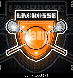 Lacrosse Kugel mit gekreuzten lacrosse Stick in der Mitte der Abdeckung. Sport Logo für jedes Team oder Meisterschaft Stock Vektor