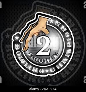 Hand halten Bowling Kugel mit der Nummer zwei im Zentrum. Sport runde Logo für jedes Team oder Meisterschaft Stock Vektor