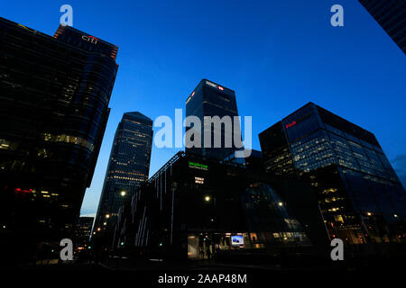 Wolkenkratzer in One Canada Square, Canary Wharf, Bezirk Tower Hamlets, London City, England Stockfoto