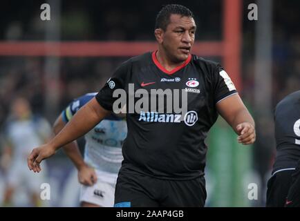 Hendon. Vereinigtes Königreich. 23. November 2019. Mako Vunipola (Sarazenen). Sarazenen v Fischadler. Pool 4. Heineken Champions Cup. Zweiten (2.) Runde. Allianz Park. Hendon. London. UK. Kredit Garry Bowden / Sport in Bildern/Alamy Leben Nachrichten. Stockfoto