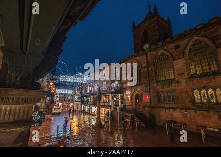 Chester Weihnachtsbeleuchtung 2019. Stockfoto